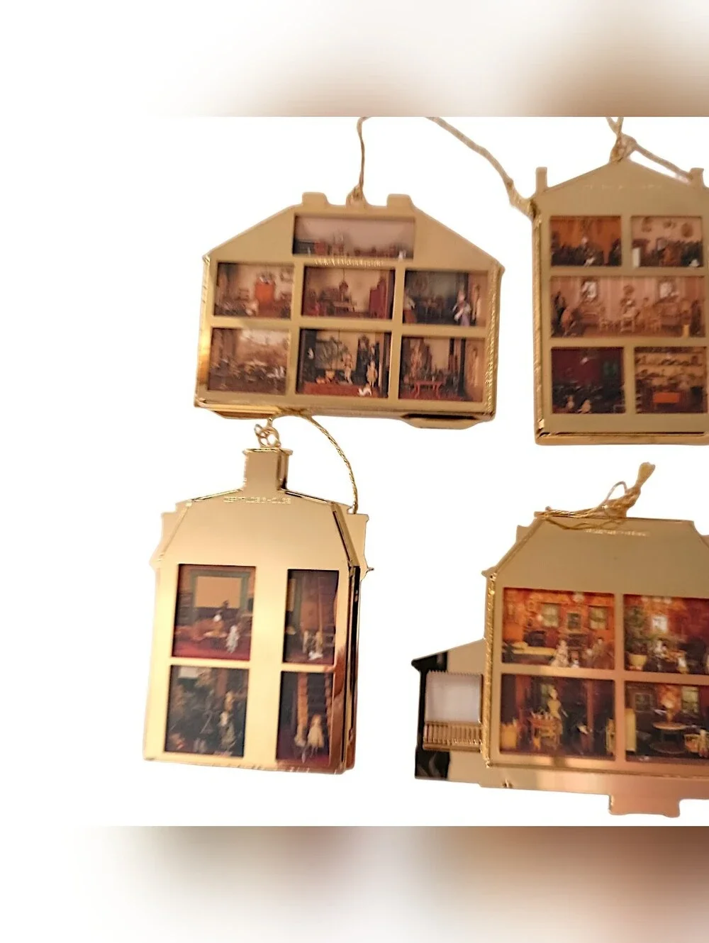 6 Bing Grondahl Collection Doll Houses of America Ornaments Gold Plate Christmas